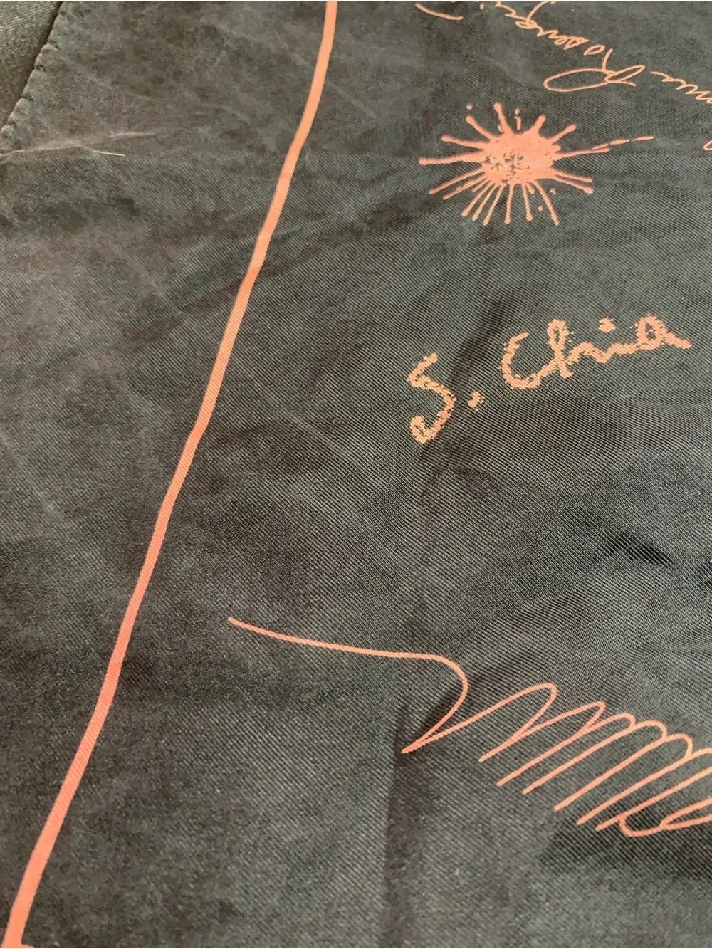 Louis Vuitton Black with Pink Script Print Silk Scarf